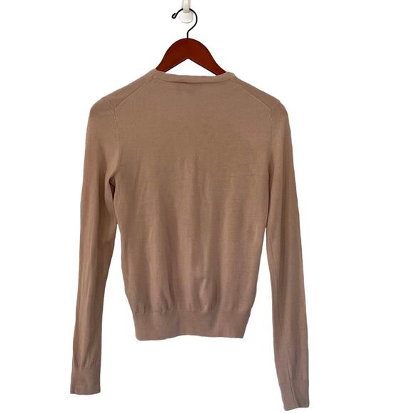 Theory Lightweight Petal/Blush/Pink/Beige Wool Crewneck Long Sleeve Sweater S - Picture 2 of 13